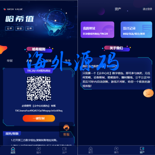 前端vue版哈希竞彩/区块链哈希值游戏/usdt/trx双玩法