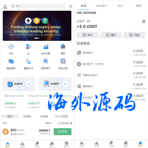 多语言java交易所系统/理财质押/永续期权/前端uianpp